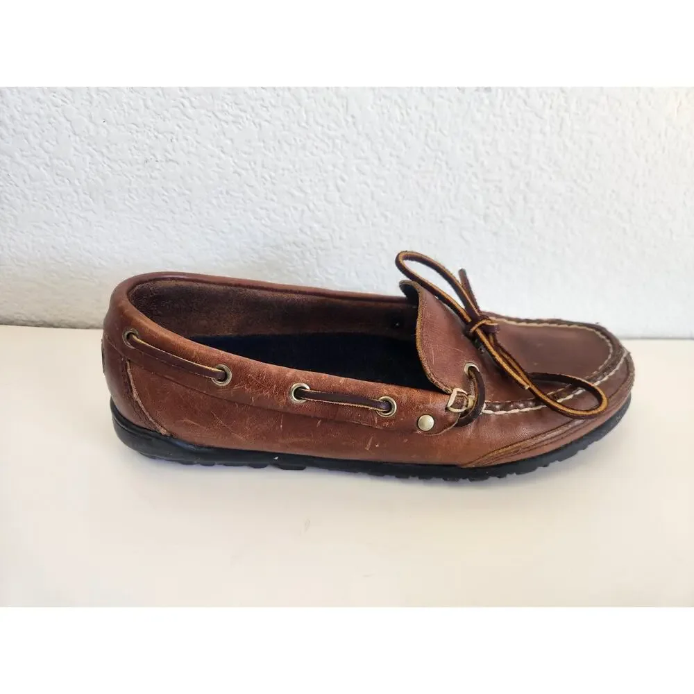 Ralph Lauren Polo Sport Brown Leather Loafer Men Size 8B Vintage